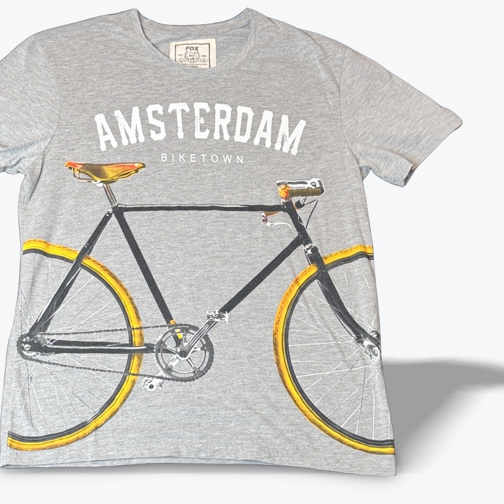 Fox Originals Amsterdam BIKETOWN Graphic T Shirt Mens XL Grey Short Sleeve‎